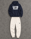 Calvin Klein Navy Hoodie & Cream Pants Outfit